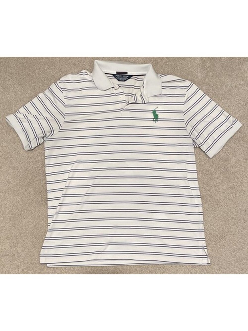 Polo Golf Performance Ralph Lauren Pro Fit Big Pony Mens L/XL White Striped